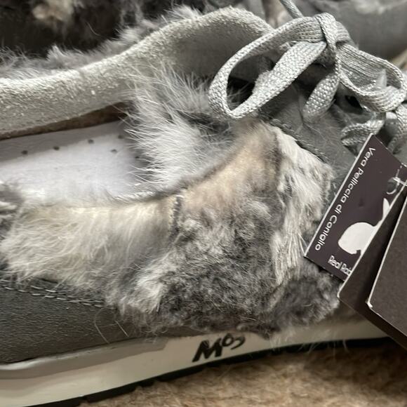 La Montelliana M65 Rabbit Fur Sneakers Gray Size 42 New Retails $660 - Picture 7 of 9